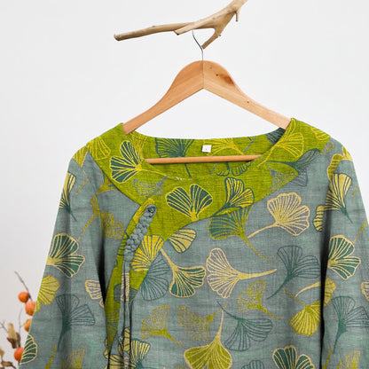 Ownkoti Oriental Ginkgo Leaf Cotton Pajama Set - image 7