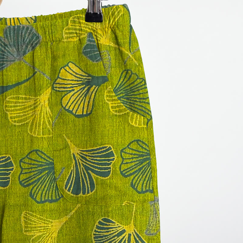 Ownkoti Oriental Ginkgo Leaf Cotton Pajama Set - image 4