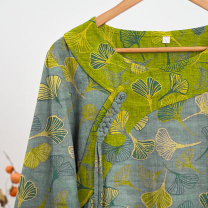 Ownkoti Oriental Ginkgo Leaf Cotton Pajama Set - image 8