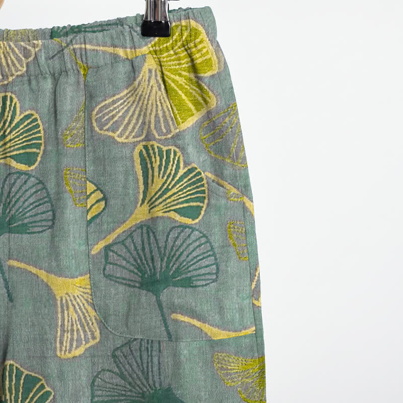 Ownkoti Oriental Ginkgo Leaf Cotton Pajama Set - image 10