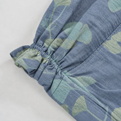 Ownkoti Retro Botanical Ginkgo Leaf Cotton Lounge Pants - image 3