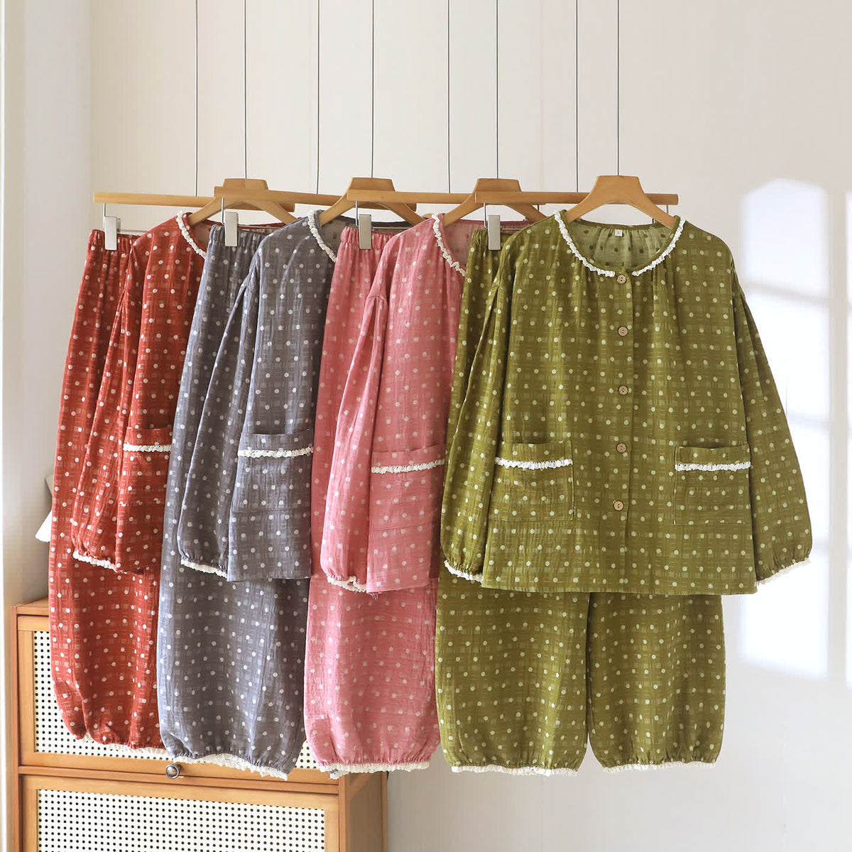Ownkoti Candy Dot Cotton Gauze Lace Lounge Set - image 0