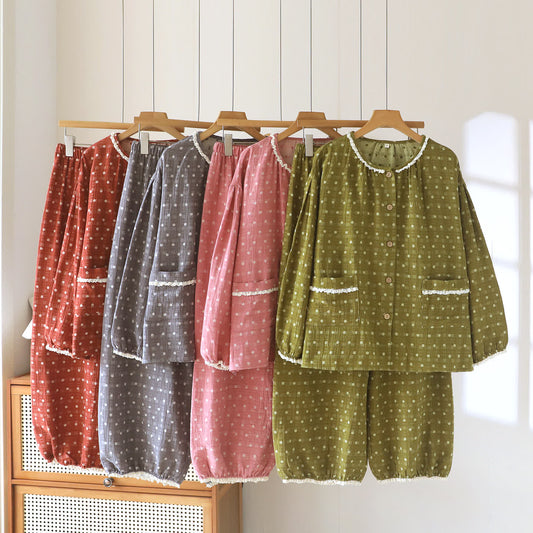Ownkoti Candy Dot Cotton Gauze Lace Lounge Set - image 0