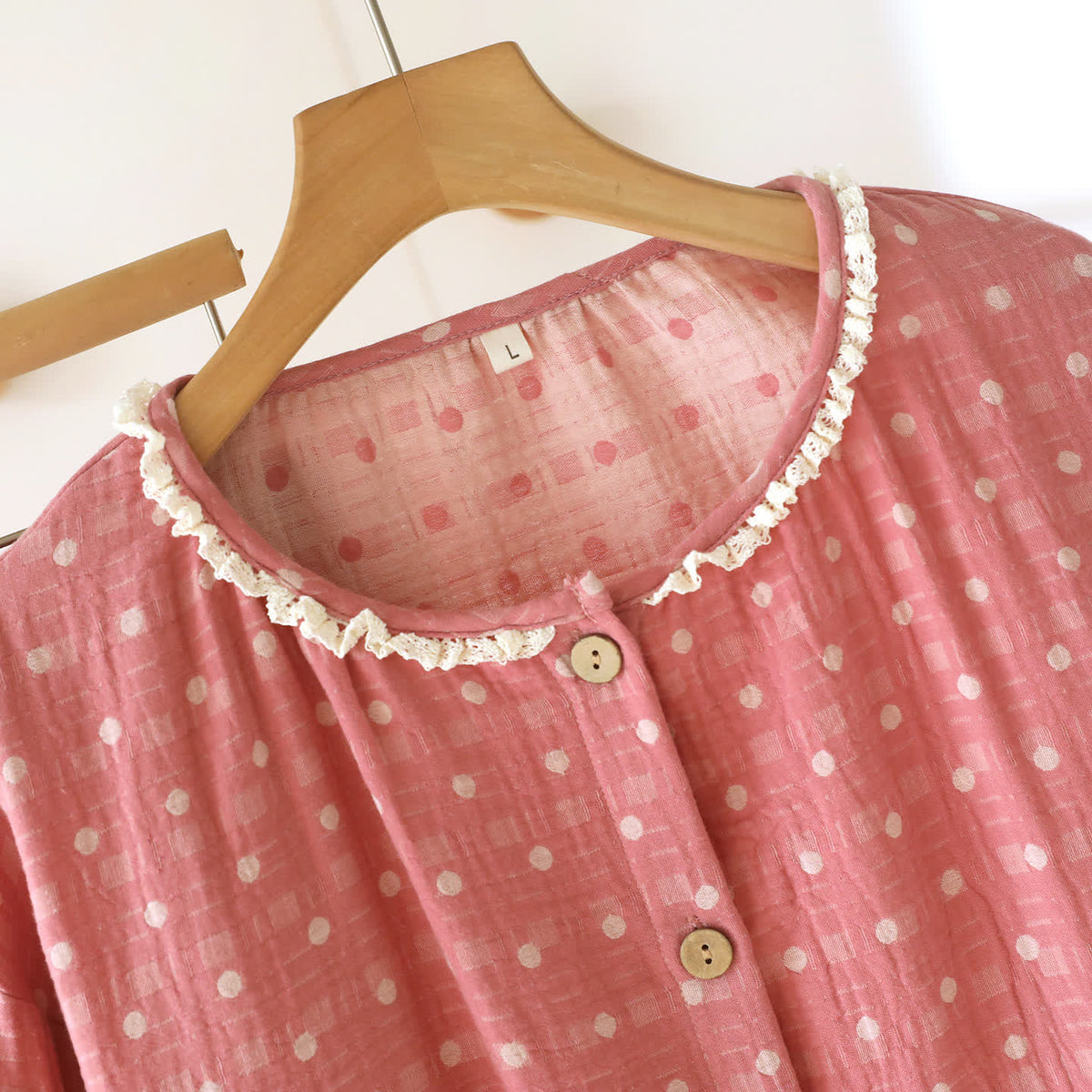 Ownkoti Candy Dot Cotton Gauze Lace Lounge Set - image 3