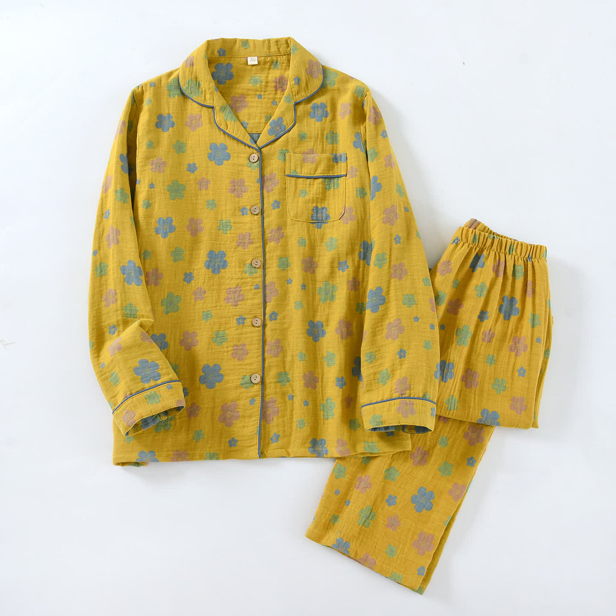 Ownkoti Floral Cotton Piped Loungewear Set - Yellow - XXL - image 2