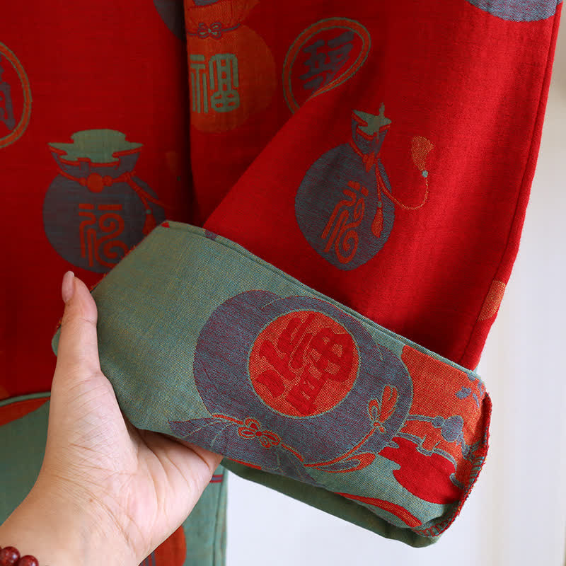 Ownkoti Festive Red Cotton Fortune Print Pajama Set - image 3