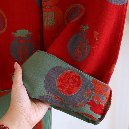 Ownkoti Festive Red Cotton Fortune Print Pajama Set - image 3