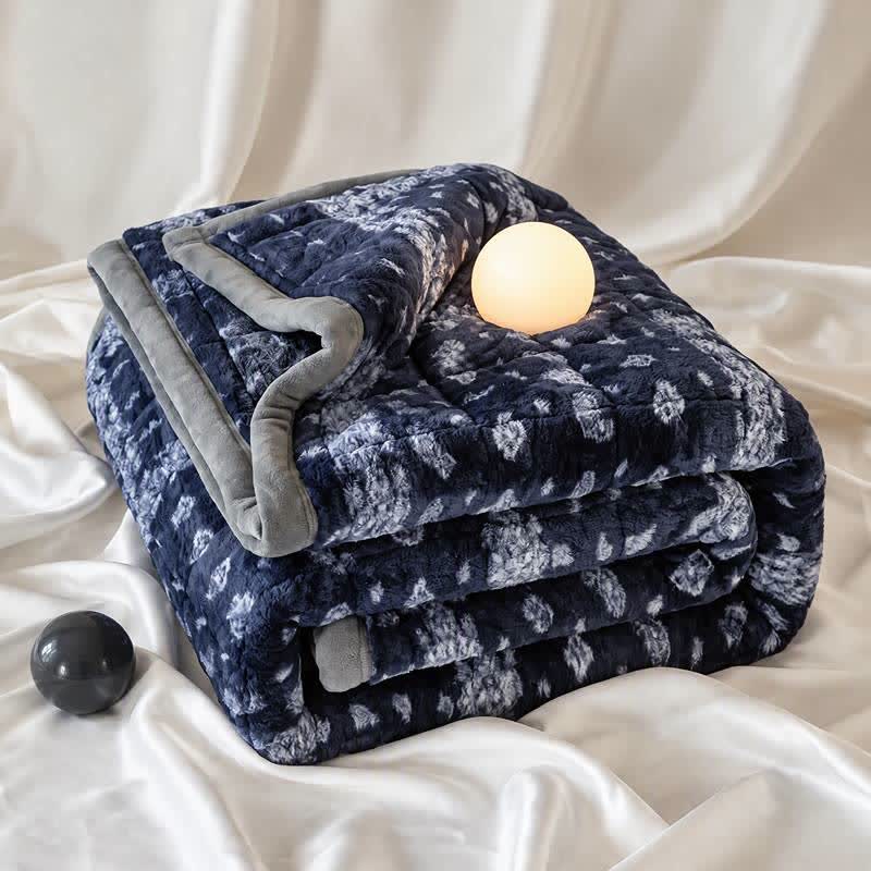 Ownkoti Blue Snowflake Quilted Fluffy Blanket - image 5