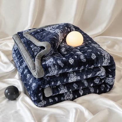 Ownkoti Blue Snowflake Quilted Fluffy Blanket - image 5