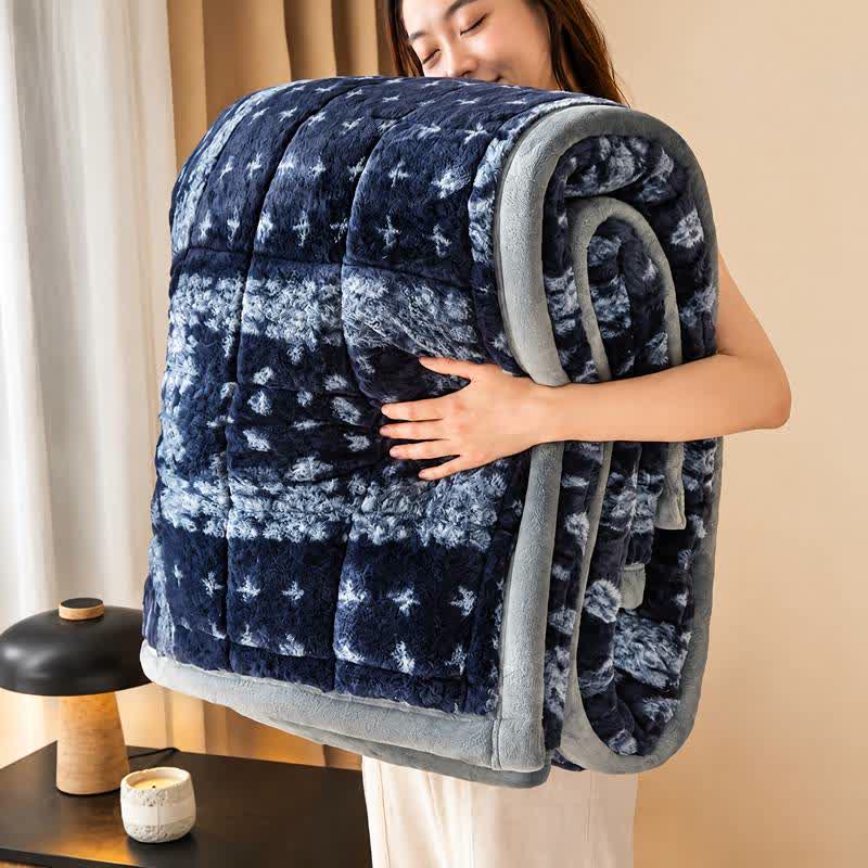 Ownkoti Blue Snowflake Quilted Fluffy Blanket - image 1