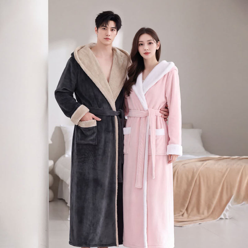 Ownkoti Cozy Plush Sherpa Hooded Long Bathrobe - image 0