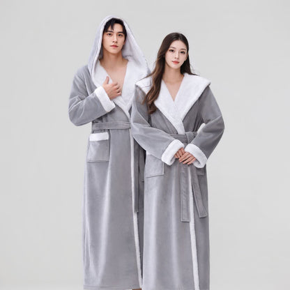 Ownkoti Cozy Plush Sherpa Hooded Long Bathrobe - image 2