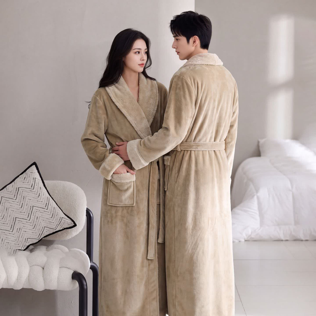 Ownkoti Cozy Shawl Collar Fleece Lounge Bathrobe - image 0