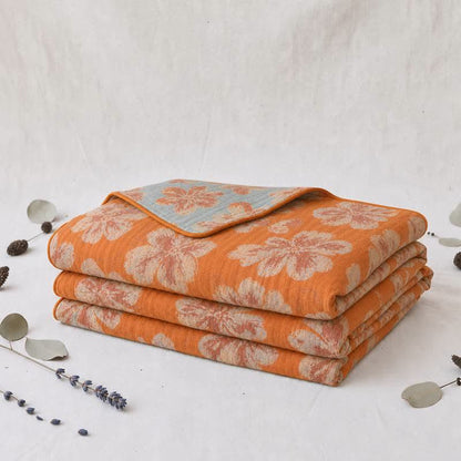 Ownkoti Reversible Orange & Blue Flower Cotton Quilt - image 3