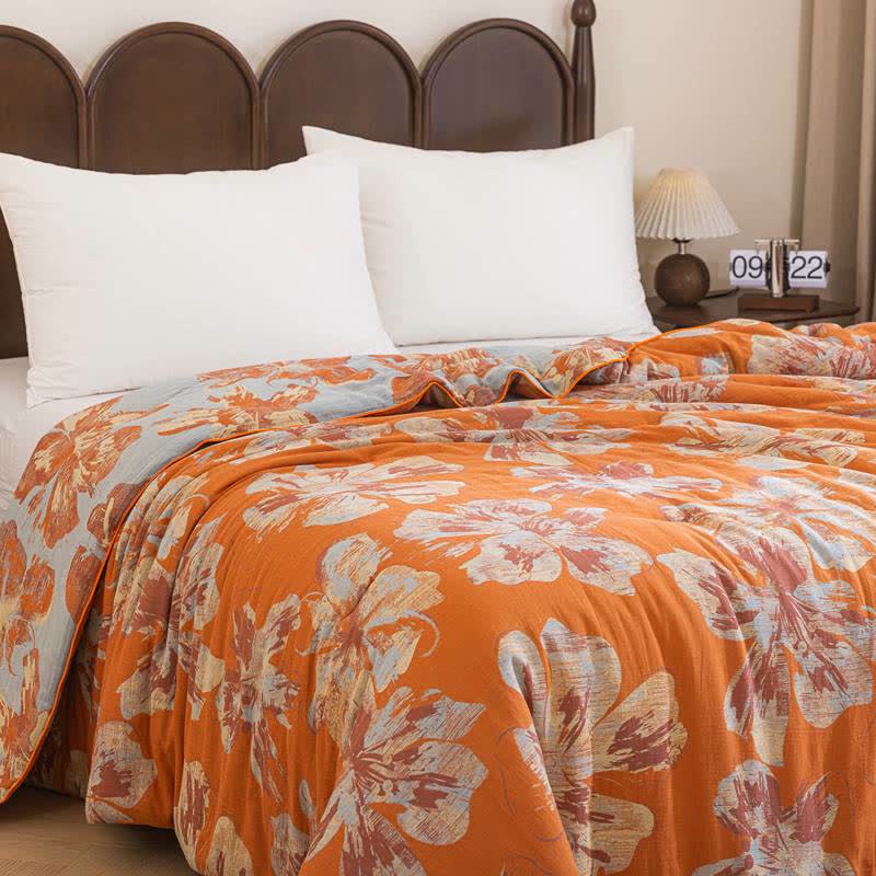 Ownkoti Reversible Orange & Blue Flower Cotton Quilt - image 5