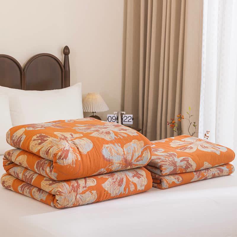 Ownkoti Reversible Orange & Blue Flower Cotton Quilt - image 1