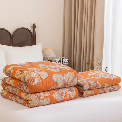 Ownkoti Reversible Orange & Blue Flower Cotton Quilt - image 1