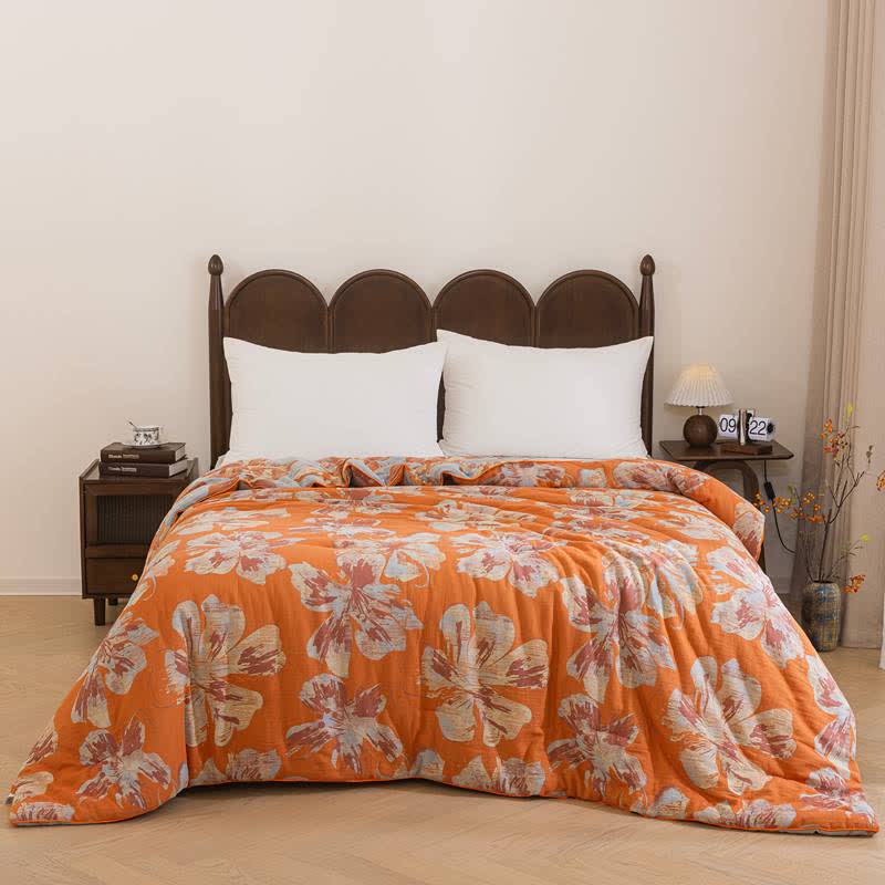Ownkoti Reversible Orange & Blue Flower Cotton Quilt - image 13