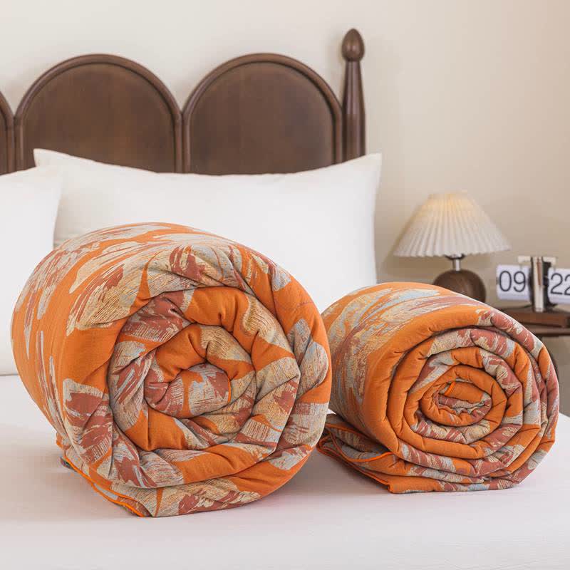 Ownkoti Reversible Orange & Blue Flower Cotton Quilt - image 11