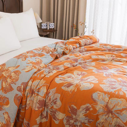 Ownkoti Reversible Orange & Blue Flower Cotton Quilt - image 15