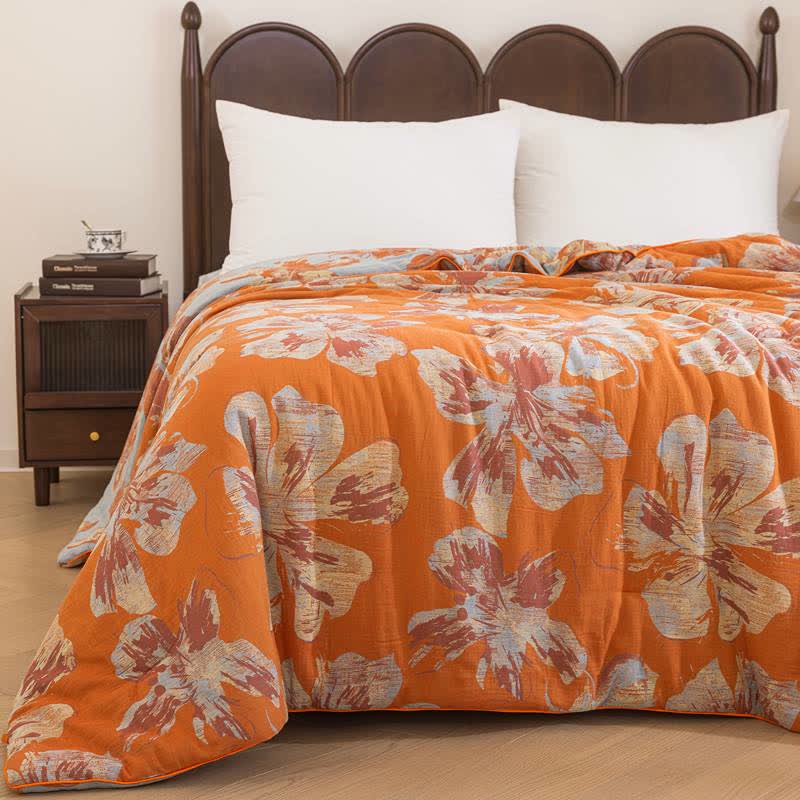 Ownkoti Reversible Orange & Blue Flower Cotton Quilt - image 12