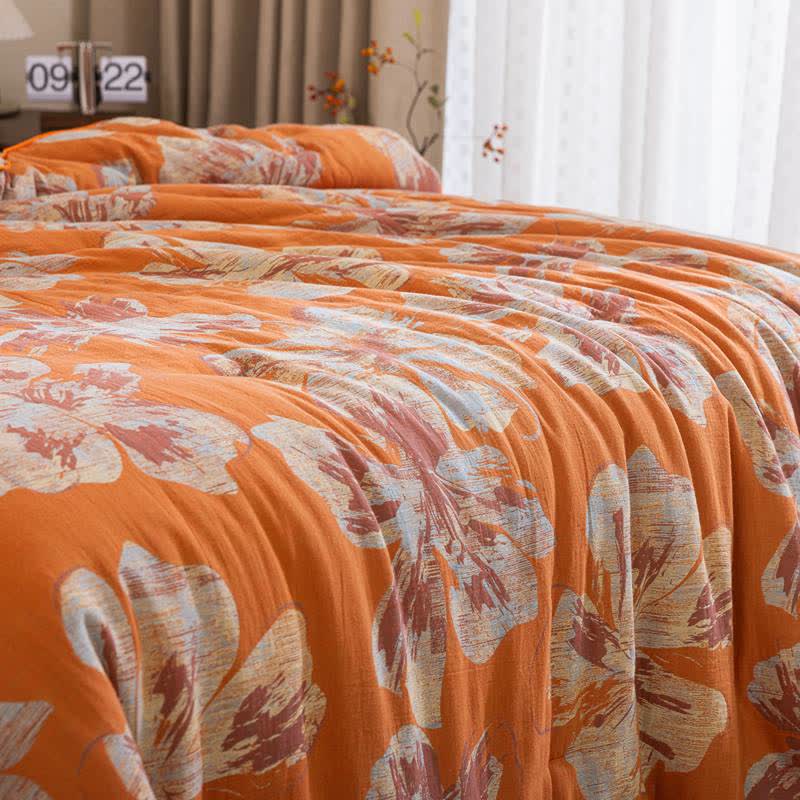 Ownkoti Reversible Orange & Blue Flower Cotton Quilt - image 16