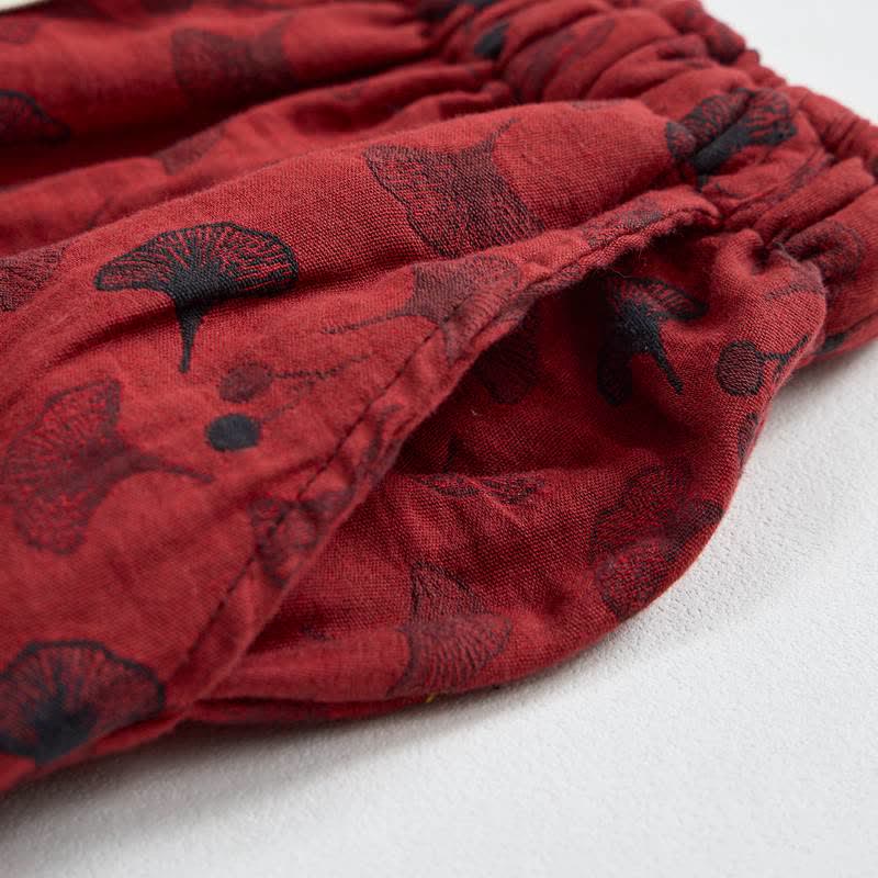 Ownkoti Vintage Ginkgo Leaf Cotton Harem Pants - image 4