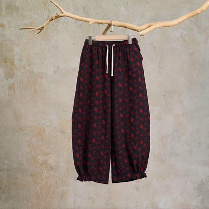 Ownkoti Vintage Ginkgo Leaf Cotton Harem Pants - Black - XXL - image 9