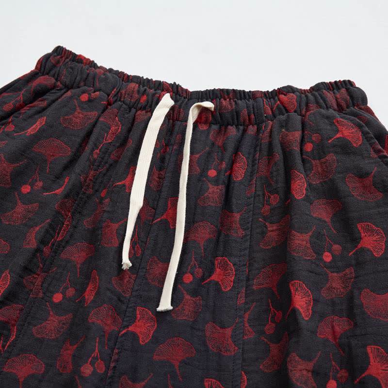Ownkoti Vintage Ginkgo Leaf Cotton Harem Pants - image 11