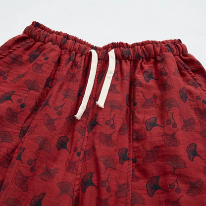 Ownkoti Vintage Ginkgo Leaf Cotton Harem Pants - image 2