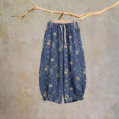 Ownkoti Navy Blue Wildflower Cotton Gauge Lounge Pants - Blue - XL - image 5