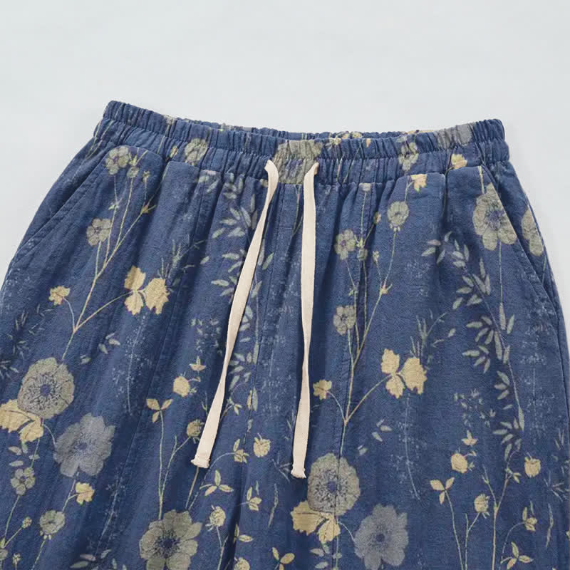 Ownkoti Navy Blue Wildflower Cotton Gauge Lounge Pants - image 7