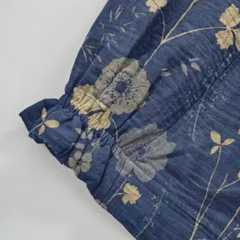 Ownkoti Navy Blue Wildflower Cotton Gauge Lounge Pants - image 9