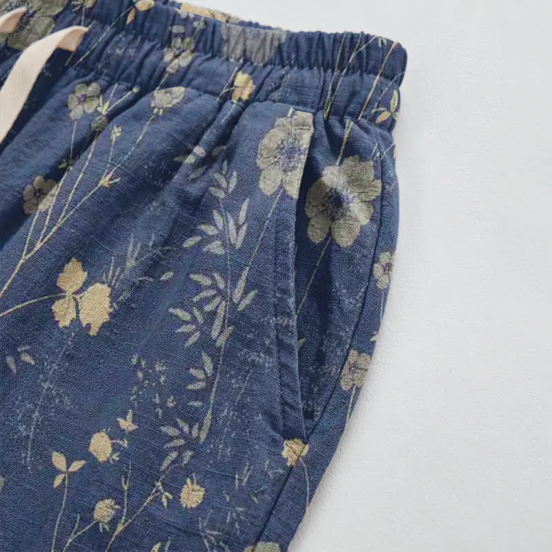 Ownkoti Navy Blue Wildflower Cotton Gauge Lounge Pants - image 11