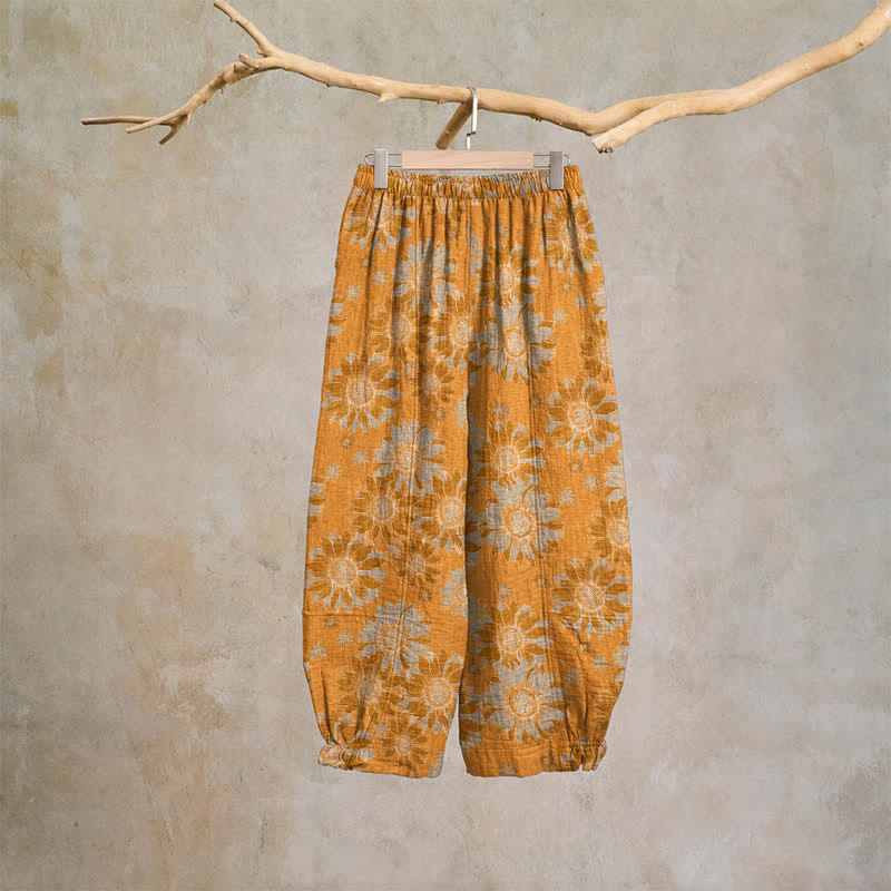 Ownkoti Vintage Sunflower Cotton Lounge Pants - image 1