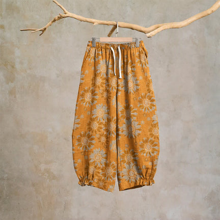 Ownkoti Vintage Sunflower Cotton Lounge Pants - Orange - 2XL - image 0