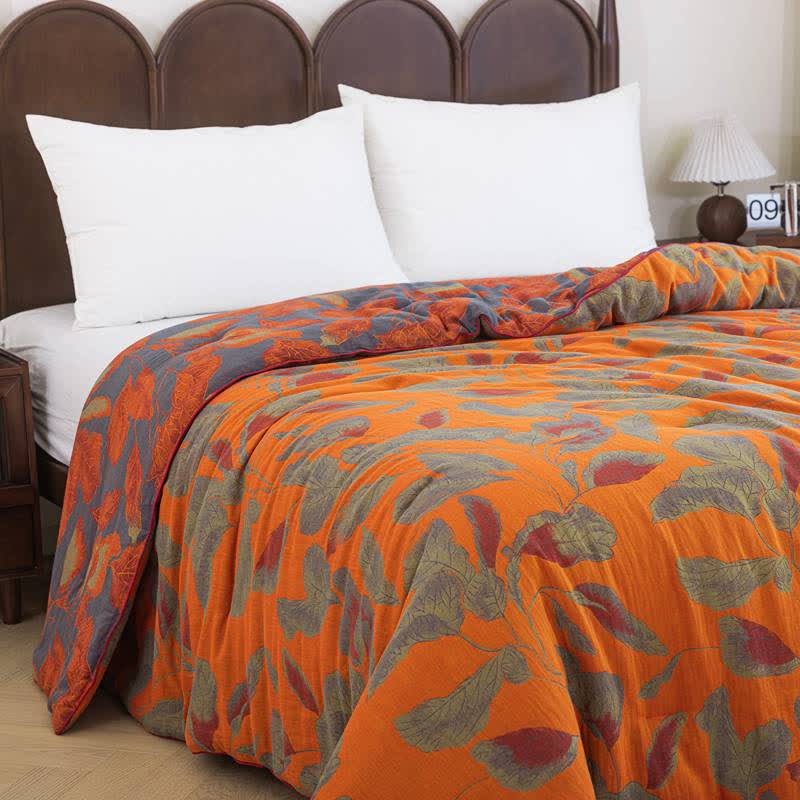 Ownkoti Orange Autumn Leaf Cotton Gauze Quilt - image 7