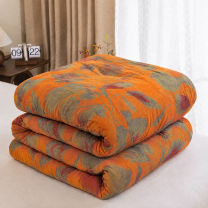 Ownkoti Orange Autumn Leaf Cotton Gauze Quilt - Orange - Spring & Autumn Quilt - King - image 6
