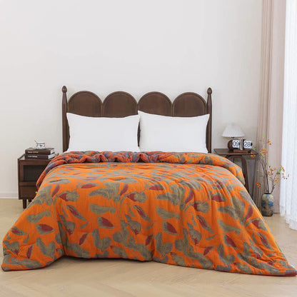 Ownkoti Orange Autumn Leaf Cotton Gauze Quilt - image 10