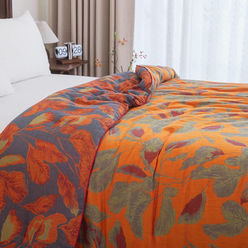 Ownkoti Orange Autumn Leaf Cotton Gauze Quilt - image 9