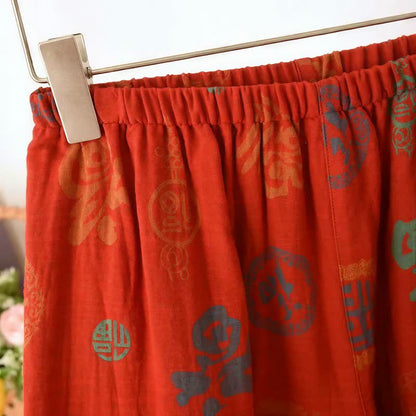 Ownkoti Chinese Red Cotton Fu Motif Pajama Set - image 11