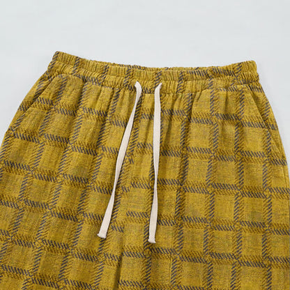 Ownkoti Yellow Plaid Cotton Gauze Harem Pants - image 2