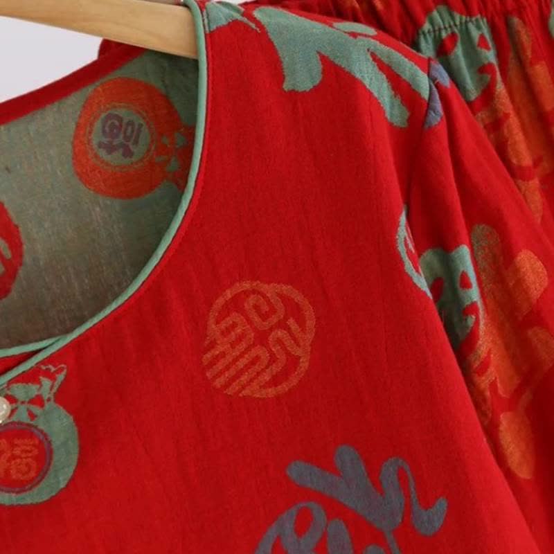 Ownkoti Festive Red Cotton Gauze Couple Pajama Set - image 5