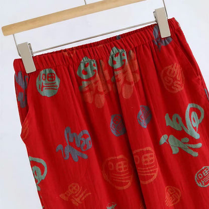 Ownkoti Festive Red Cotton Gauze Couple Pajama Set - image 11