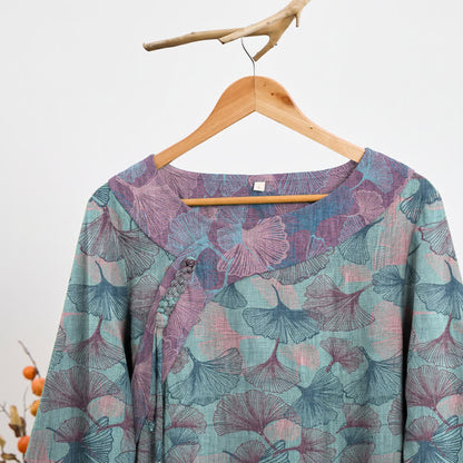 Ownkoti Chinese Style Ginkgo Leaf Pajama Set - image 1
