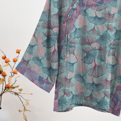 Ownkoti Chinese Style Ginkgo Leaf Pajama Set - image 3