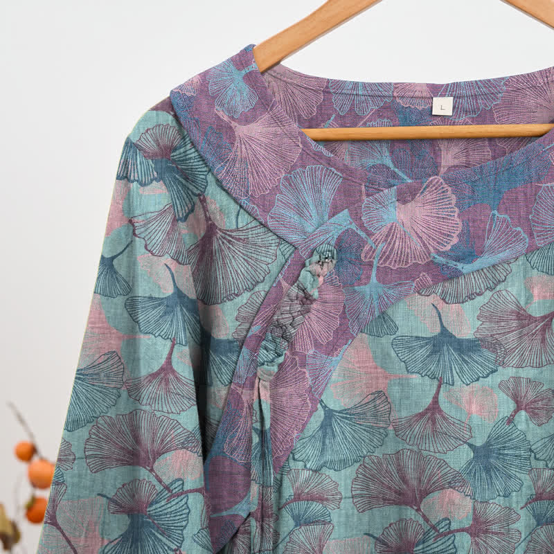 Ownkoti Chinese Style Ginkgo Leaf Pajama Set - image 2