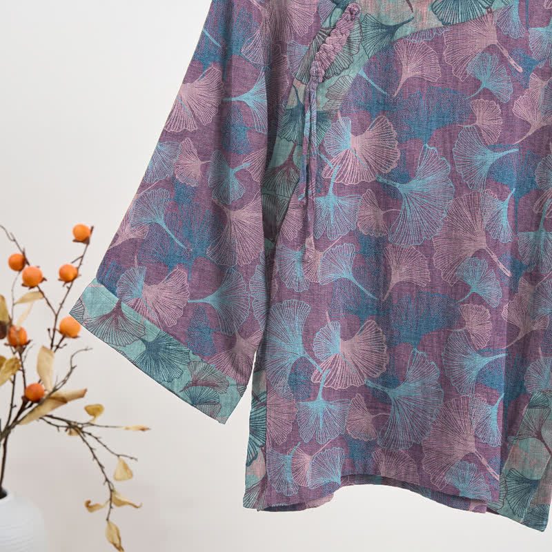 Ownkoti Chinese Style Ginkgo Leaf Pajama Set - image 9