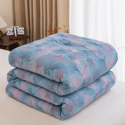 Ownkoti Reversible Ginkgo Leaf Cotton Gauze Quilt - Blue - Spring & Autumn Quilt - King - image 7
