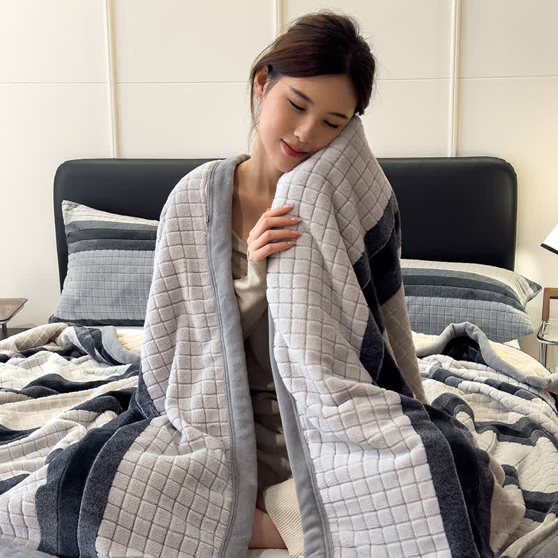 Ownkoti Geometric Grid Stripe Soft Throw Blanket - image 58